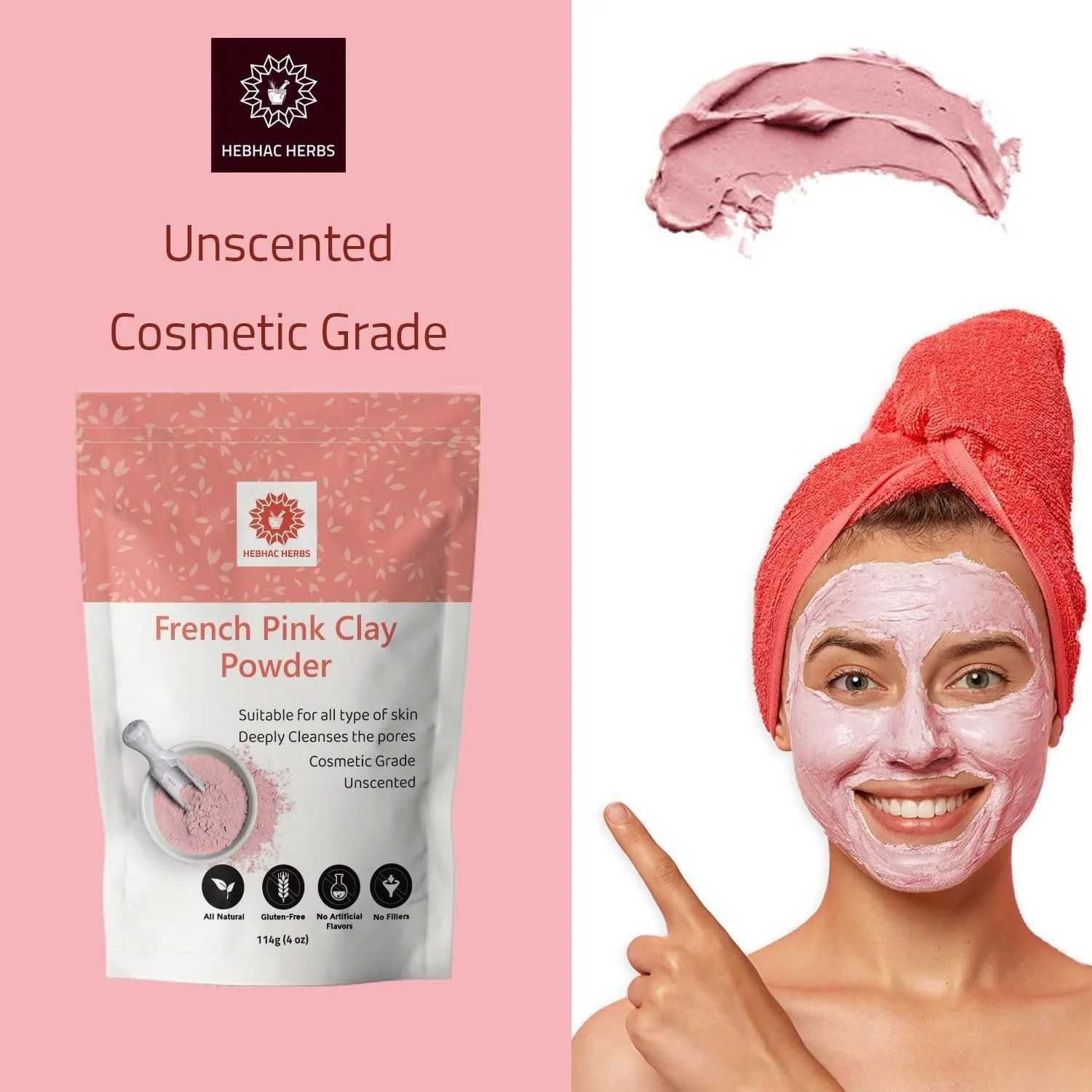 Французька рожева глина порошок, фото №3 Французька рожева глина порошок, фото №3