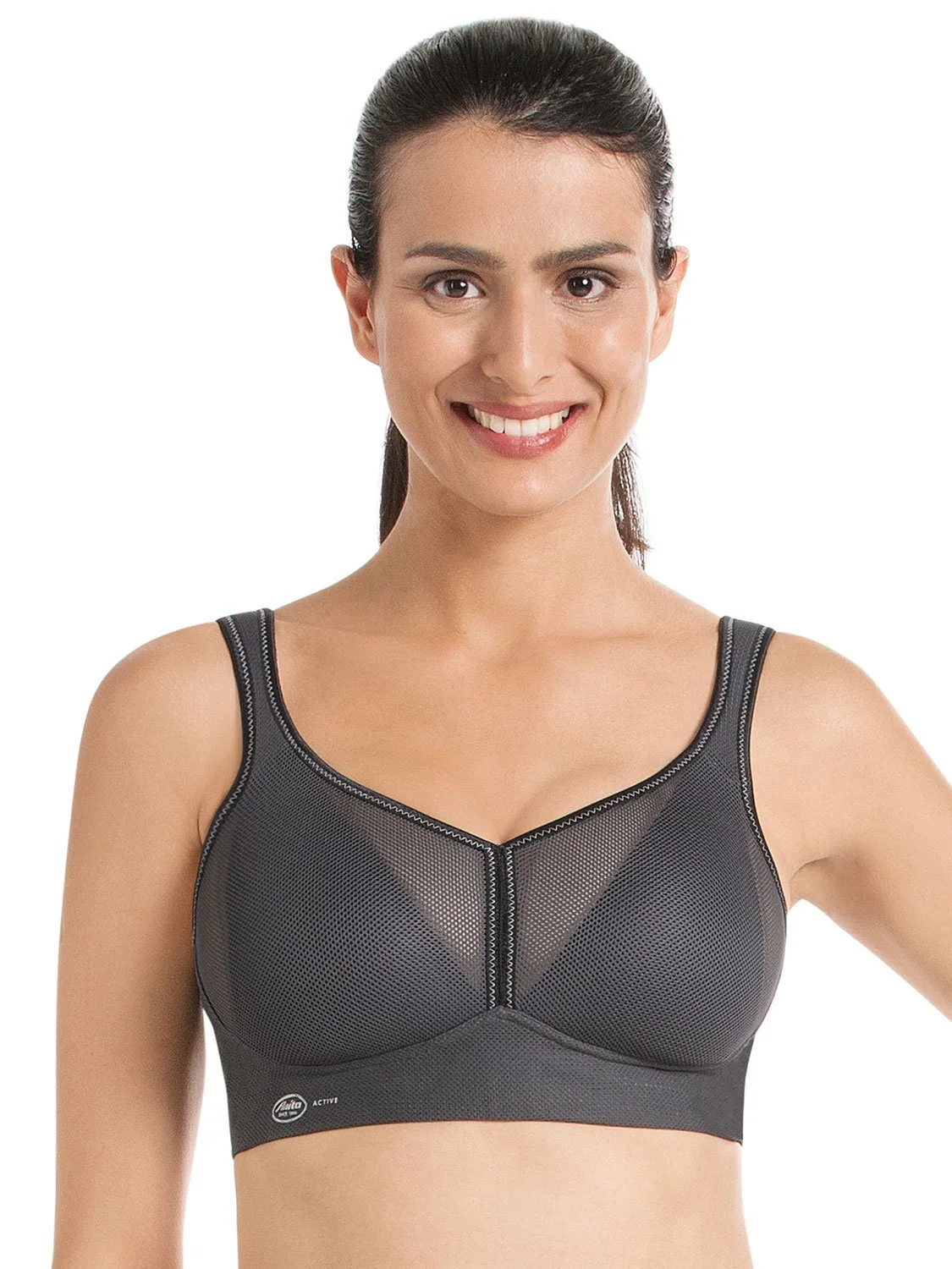 Спортивний бюстгальтер Anita Air Control Delta Pad 85F charcoal slogan, фото №1