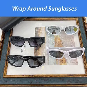 Солнцезащитные очки Carreuty Футуристические винтажные, Wrap Around, Y2k Ретро, ​​UV400 Спортивные synthetic.ua - Фото 1