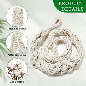 Підвісне макраме-кашпо для рослин Бавовна Бежевий з китицями та гачками synthetic.ua - Фото 1