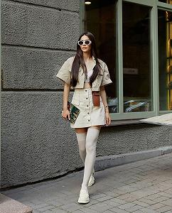 Бежевые демисезонные чулки выше колена для девушки synthetic.ua - Фото 1