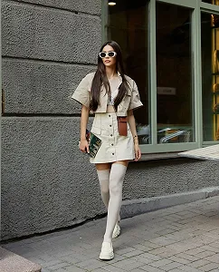 Бежеві демісезонні панчохи вище коліна для дівчини synthetic.ua - Фото 1