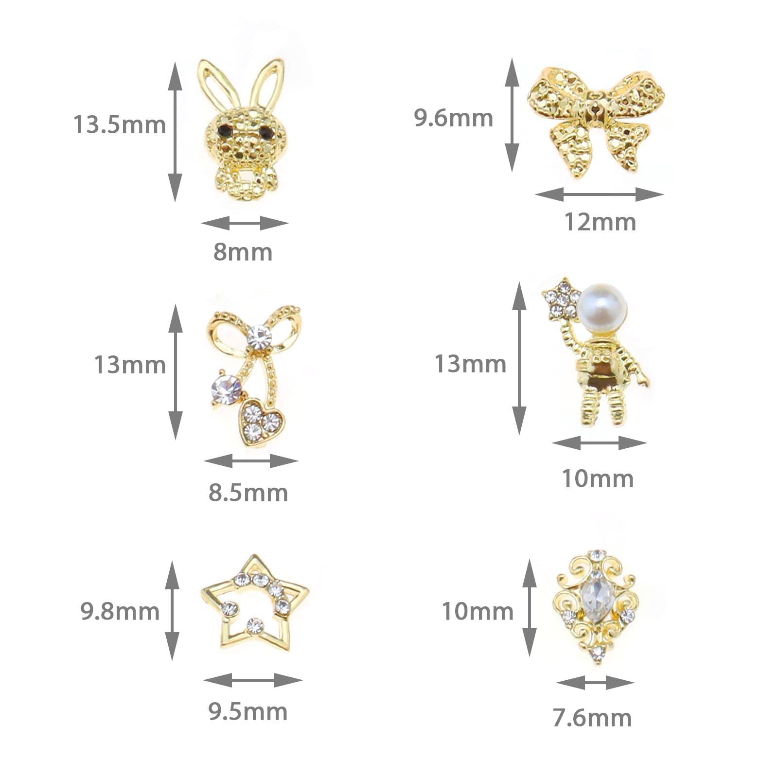 Украшения для ногтей 3D 48 шт. Блестящие стразы для ногтей Роскошные металлические украшения для ногтей для женщин и девушек DIY Аксессуары для ногтей 16 стилей, фото №4