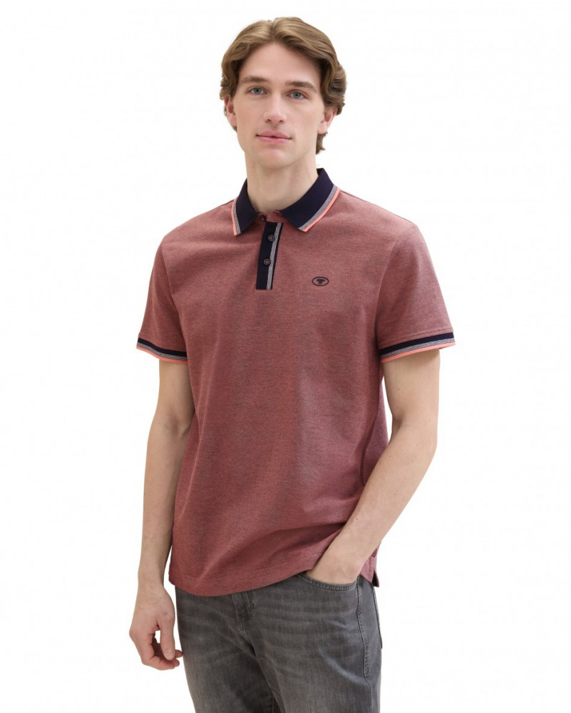 Поло POLO WITH DETAILED COLLAR 1040822ХХ35774 Tom Tailor Бордовий L, фото №1