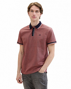 Поло POLO WITH DETAILED COLLAR 1040822ХХ35774 Tom Tailor Бордовий L - Фото 1