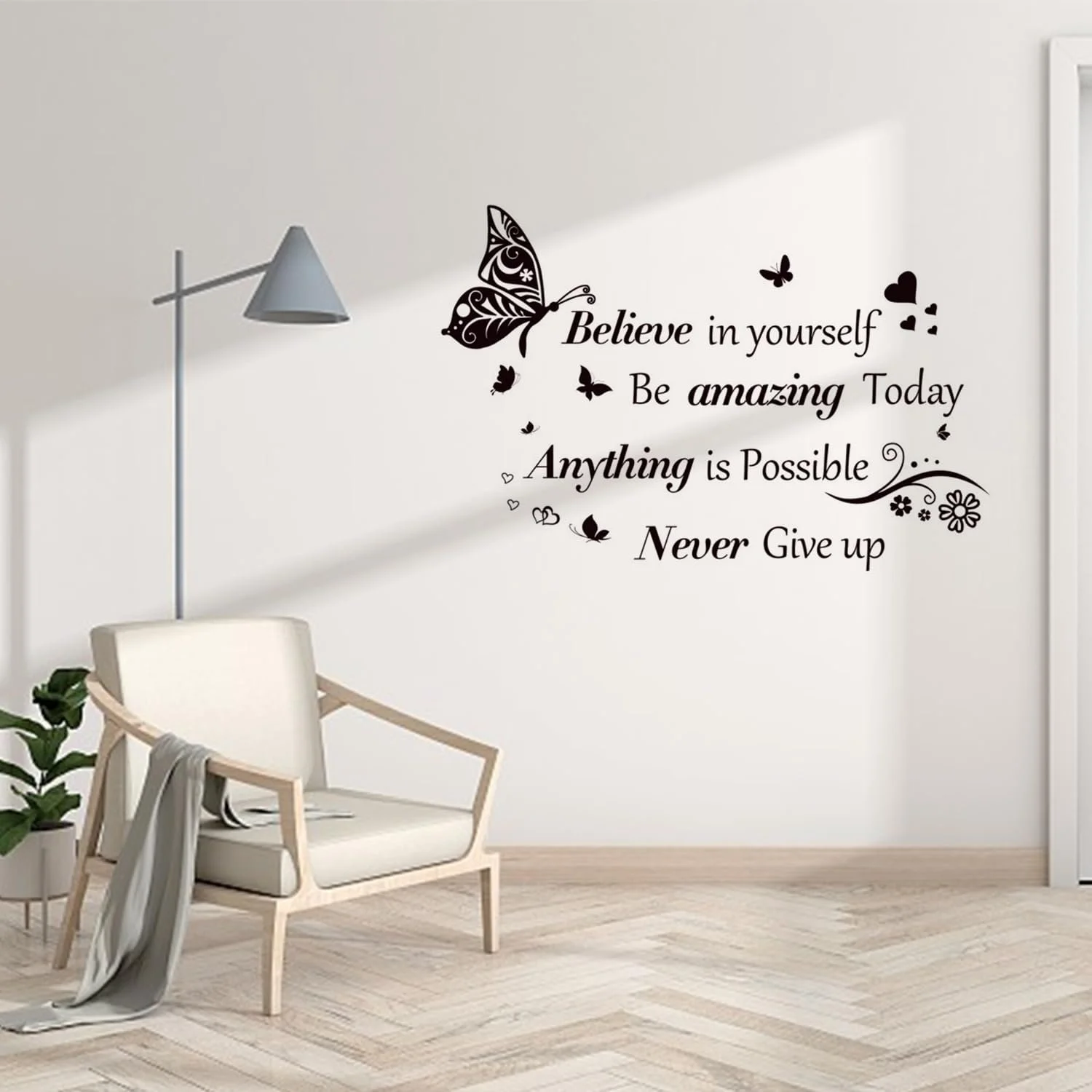 Наклейки на стіну Butterfly Love метелики та написи чорні 2 шт., фото №6