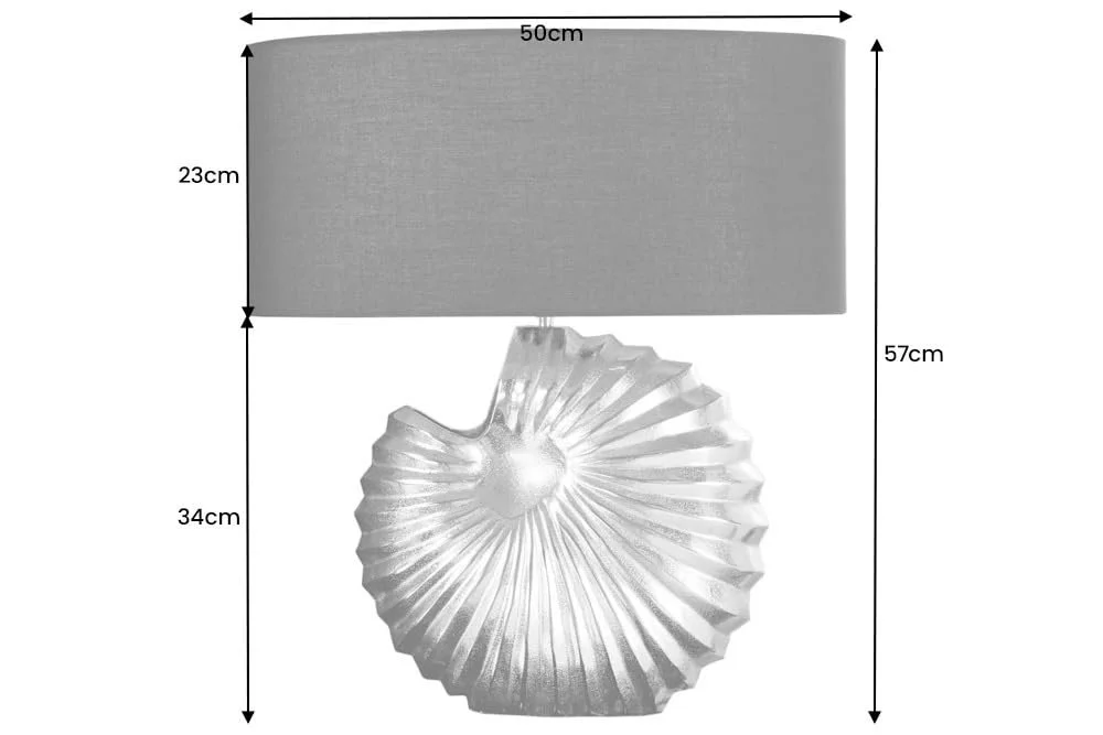 Настольная лампа riess-ambiente Shell морской дизайн 60 см серебристо-черная металлическая тканевый абажур, фото №7