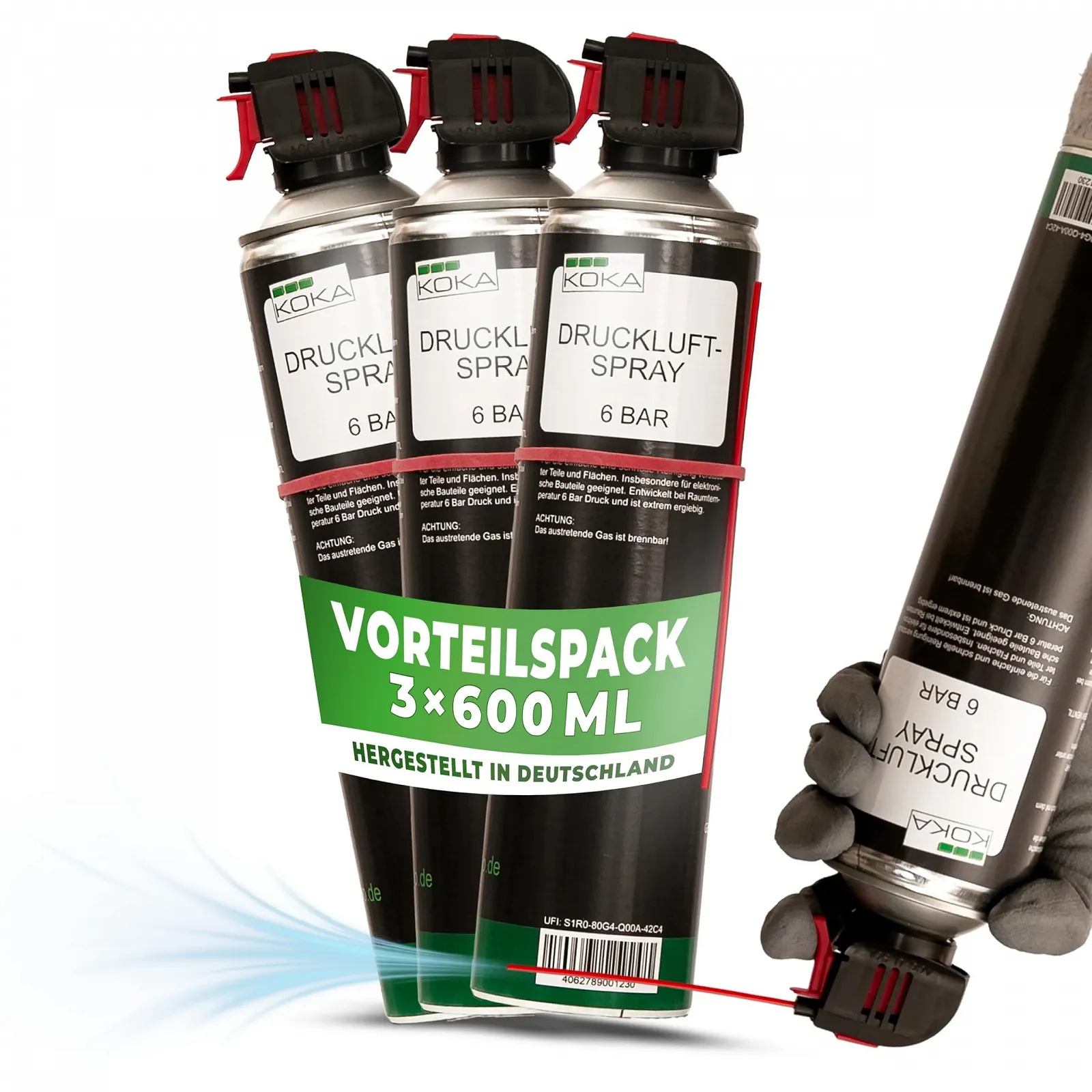 Спрей зі стисненим повітрям KOKA 3 × 600 мл 6 Bar, фото №1 Спрей зі стисненим повітрям KOKA 3 × 600 мл 6 Bar, фото №1