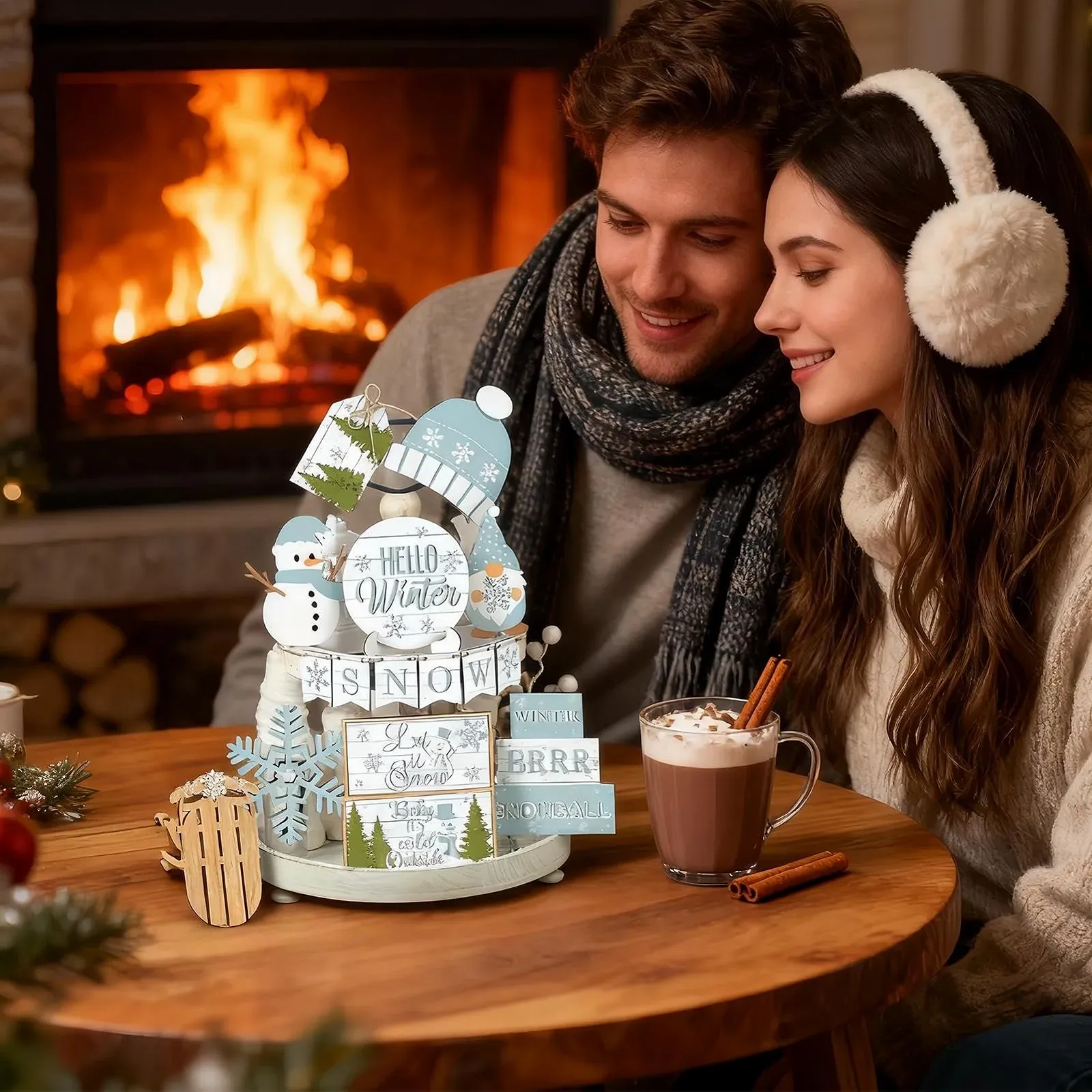 Декоративна таця Fyrdyn Winter, набір для різдвяної прикраси з сніжинками, фото №7