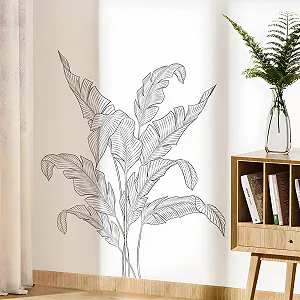 Наклейка на стіну Supzone Tropical Plants Palm Leaves 82 x 97 см Чорна - Фото 1