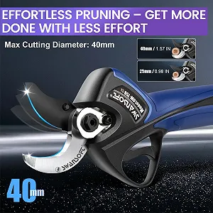 Садові ножиці акумуляторні SWANSOFT 40 мм, 21 В, 1050 Вт, 4000 мАг x 2, безщітковий двигун, РК-дисплей, синій synthetic.ua - Фото 1