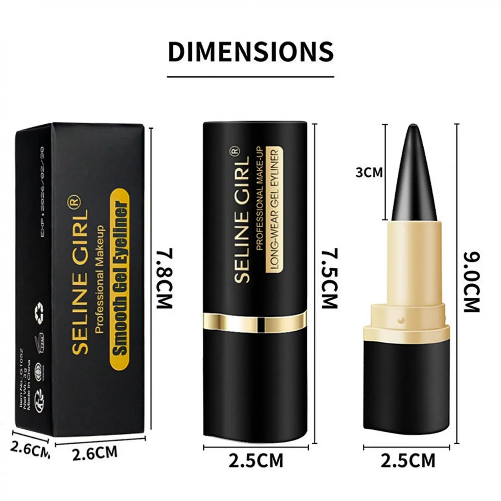 Гелевый Карандаш для Глаз Natural Black Серебристый (2 шт), фото №6