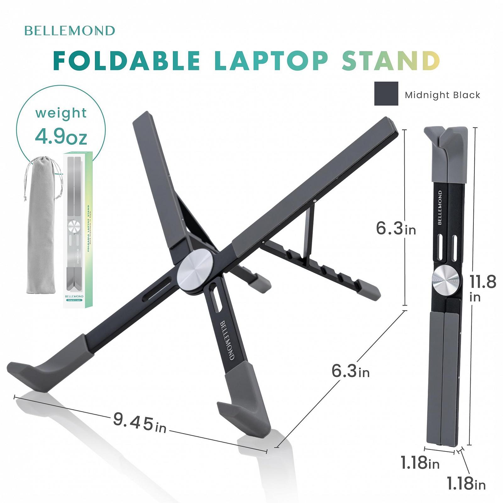 Підставка для ноутбука BELLEMOND X-Shape Регульована по висоті алюмінієва з 5 рівнями, складна та легка, вентильована, фото №9