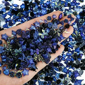 3D Прикраса для нігтів Серце Зірка Бантик Квітка Ведмідь Чорні прикраси synthetic.ua - Фото 1