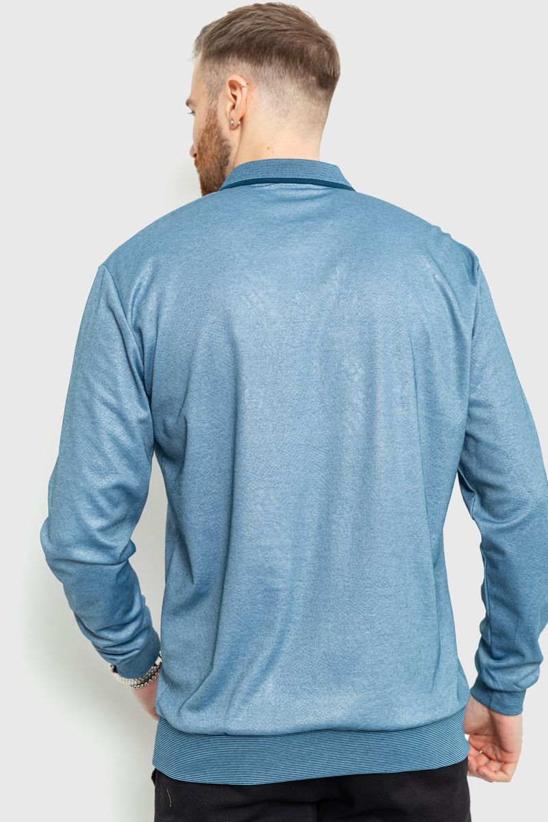 Поло чоловіче з довгим рукавим кольором темно-оливкова 157R304-3, фото №4