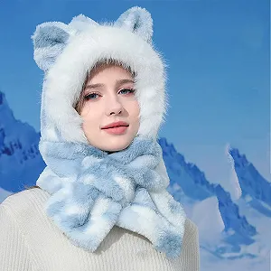 Теплий шапка шарф з капюшоном - Фото 1