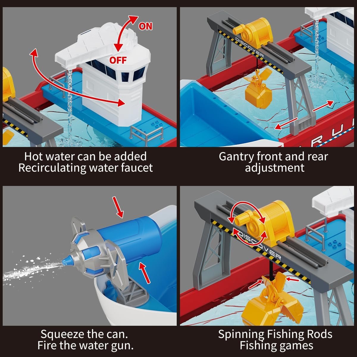 Іграшка для ванни Човен Fisca з рибками та інструментами, фото №3