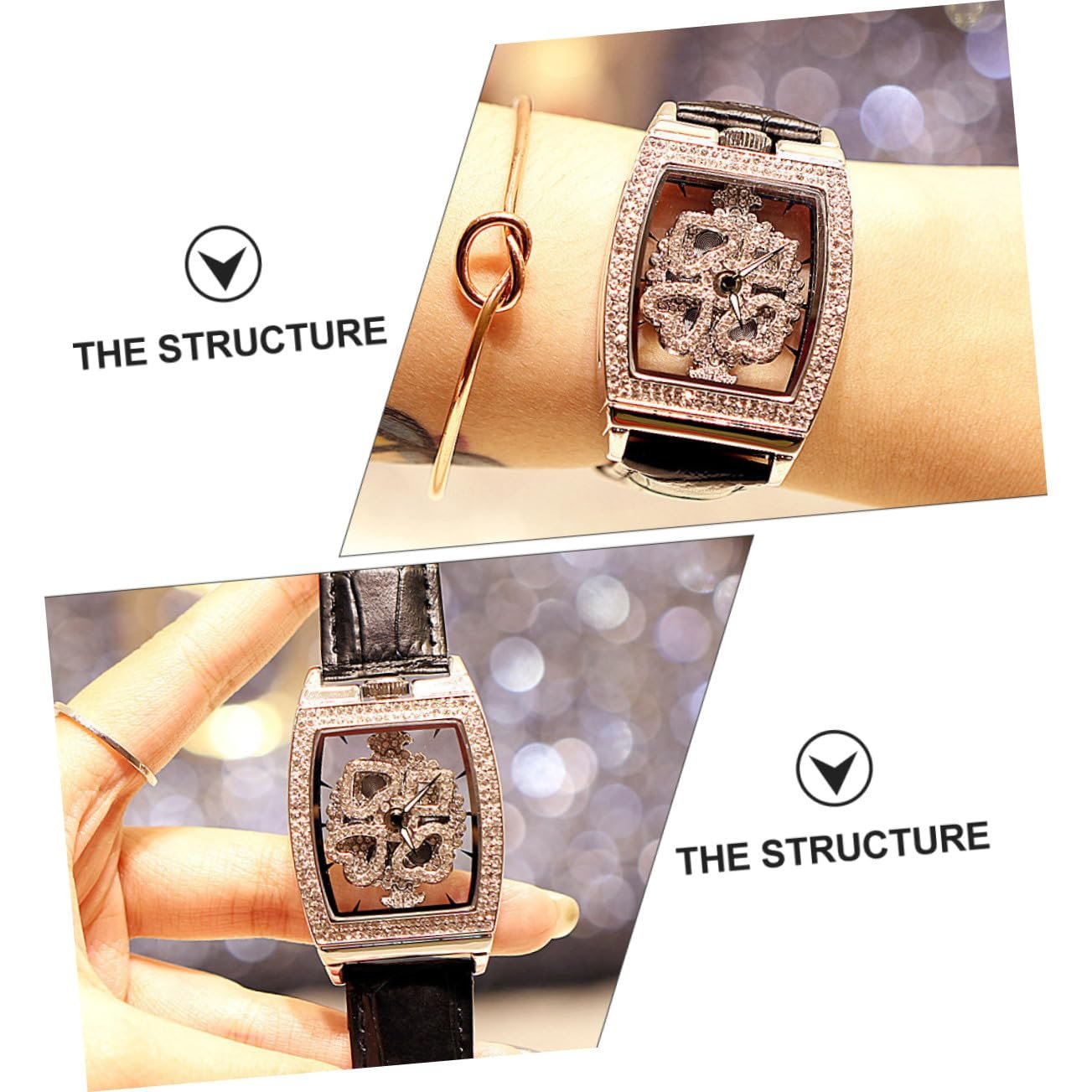 Годинник жіночий PartyKindom з браслетом зі справжньої шкіри, водонепроникний, фото №8