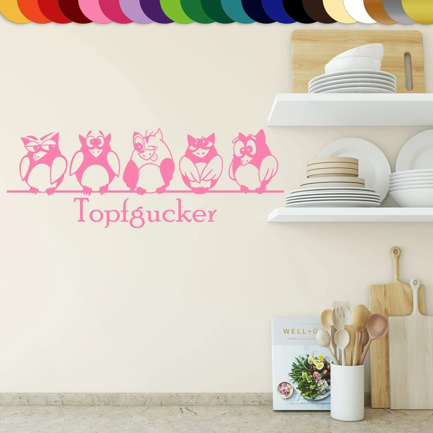 Наклейка на стіну Sunnywall Pot Gazer Owls Birds Size 2 82 x 30 см Світло-рожева, фото №4