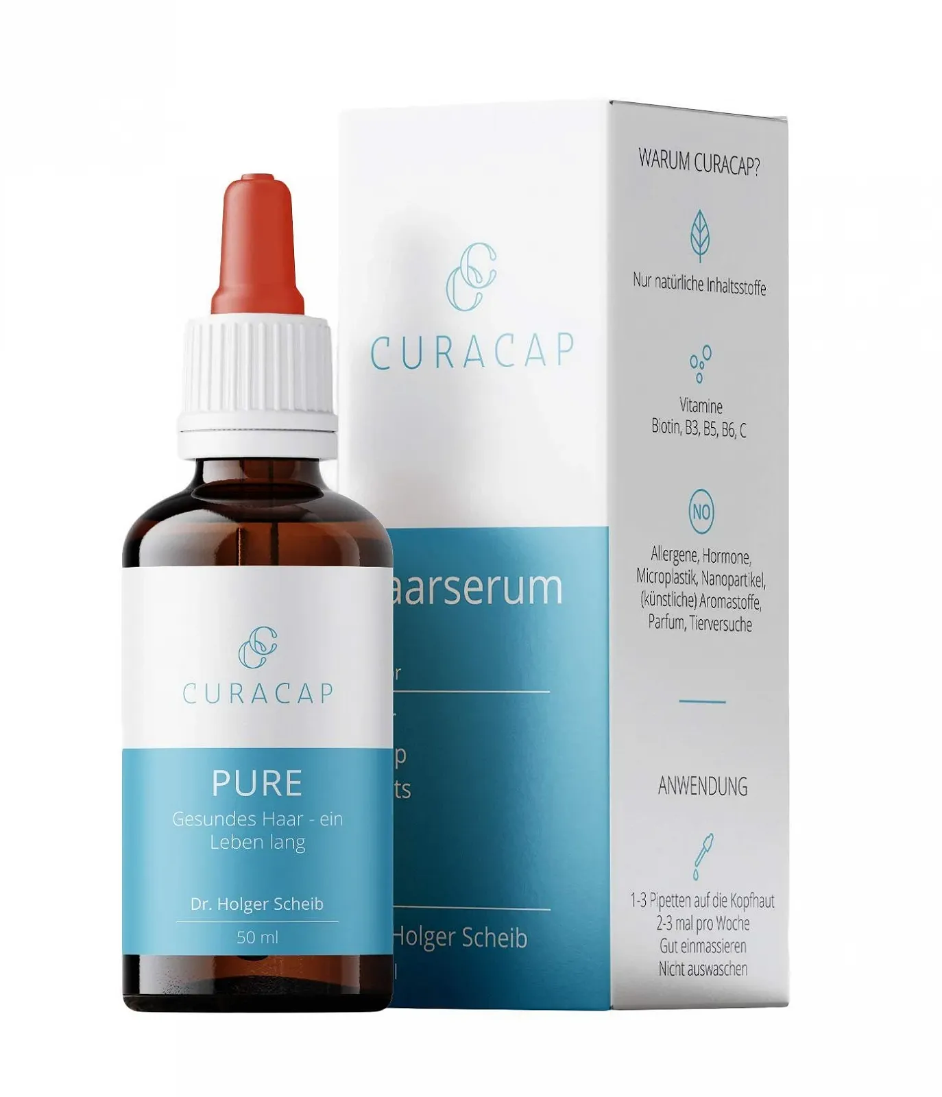 Сироватка CuraCap Pure для волосся - Догляд при випадінні волосся та проблемах шкіри голови для жінок, фото №1