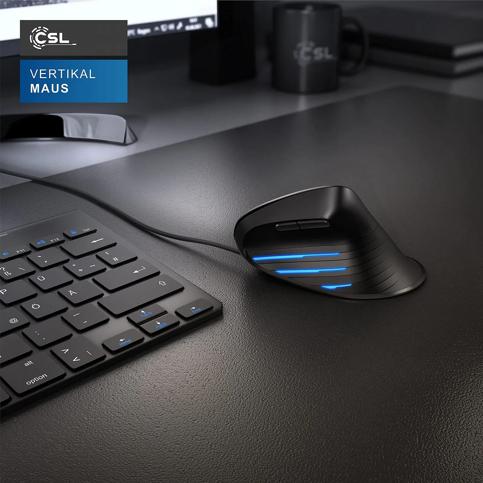 Мышь CSL Эргономичная 6400 DPI USB Проводная Вертикальная, фото №7