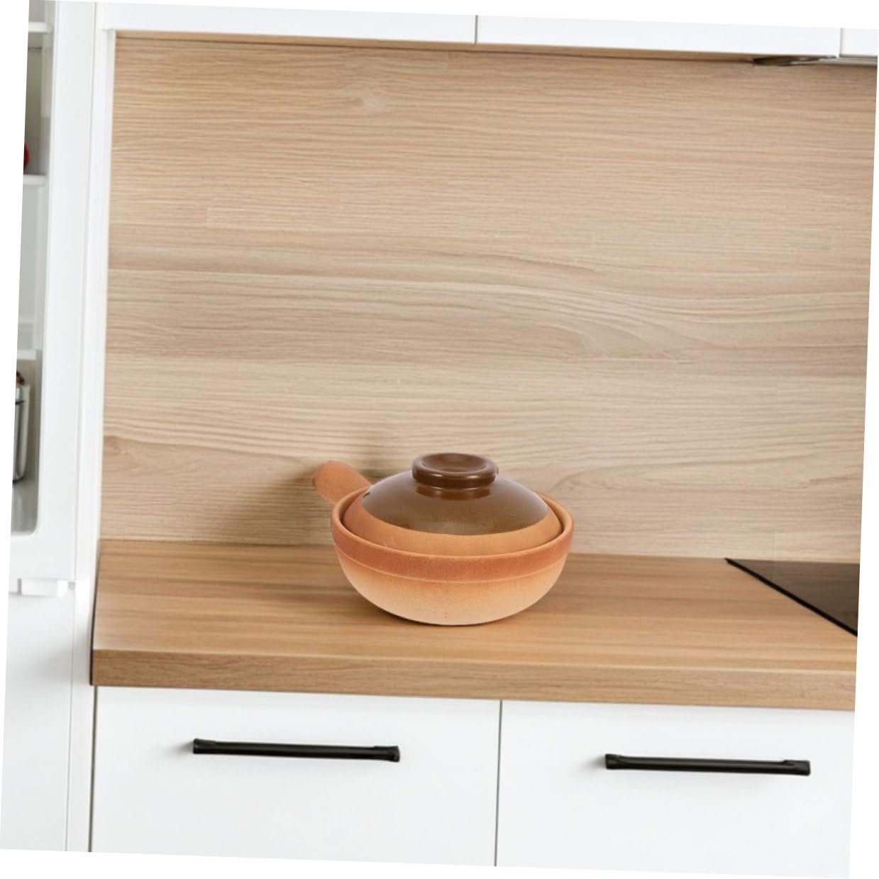 Глиняний горщик для приготування їжі SOIMISS з кришкою натуральний, фото №5