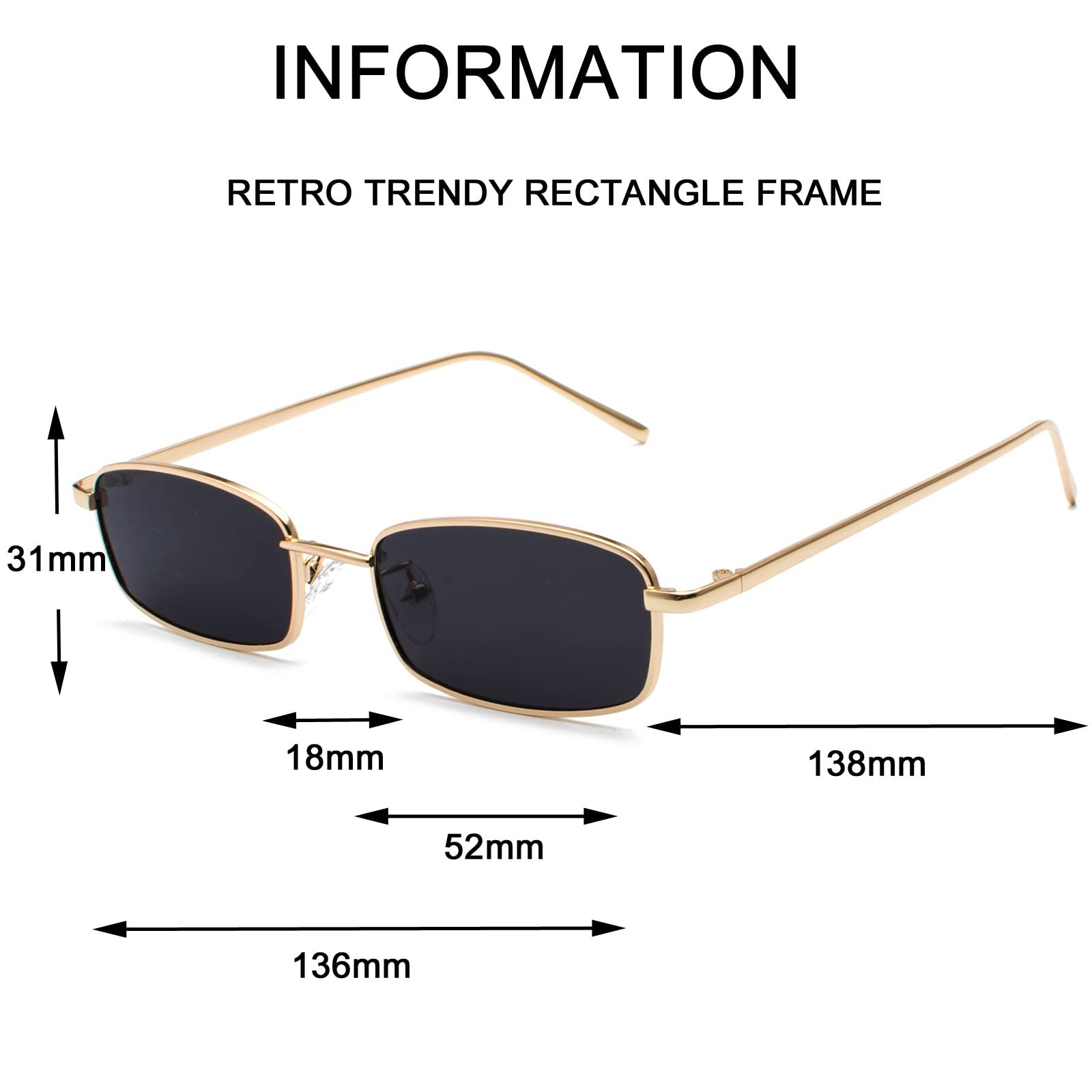 Вінтажні прямокутні сонцезахисні окуляри Ggpyyon для чоловіків і жінок, ретро, фото №5