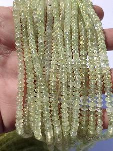 Круглые граненые бусины Пренит 4-4.5 мм, нить длиной 40.6 см, камни для ожерелья и браслета - Фото 1