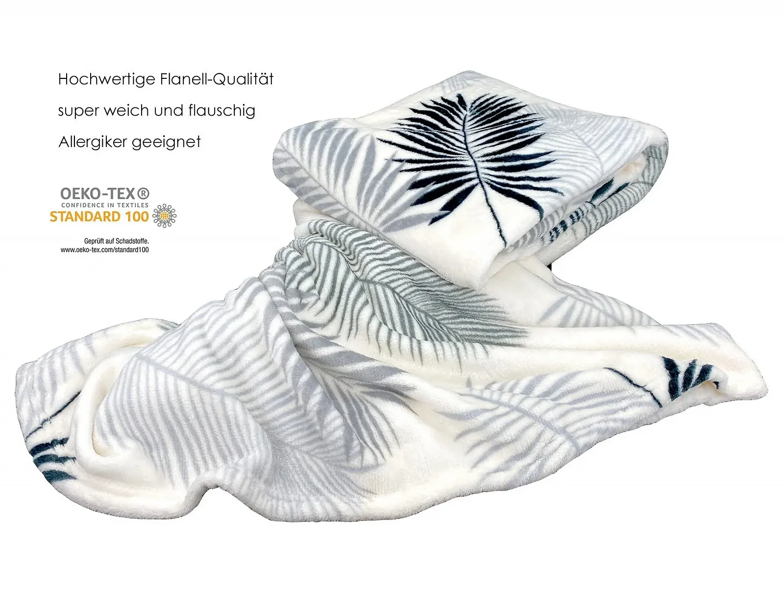 Покривало heimtexland Tropical Super Soft Flannel 150 x 200 см Листя пальми Тип 853 Сірий, фото №3 Покривало heimtexland Tropical Super Soft Flannel 150 x 200 см Листя пальми Тип 853 Сірий, фото №3