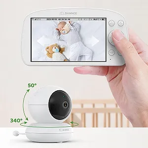 Відеоняня SANNCE 5.5 дюймів 720P 5000 мАг Night Light PTZ IR Night Vision Feeding Reminder synthetic.ua - Фото 1