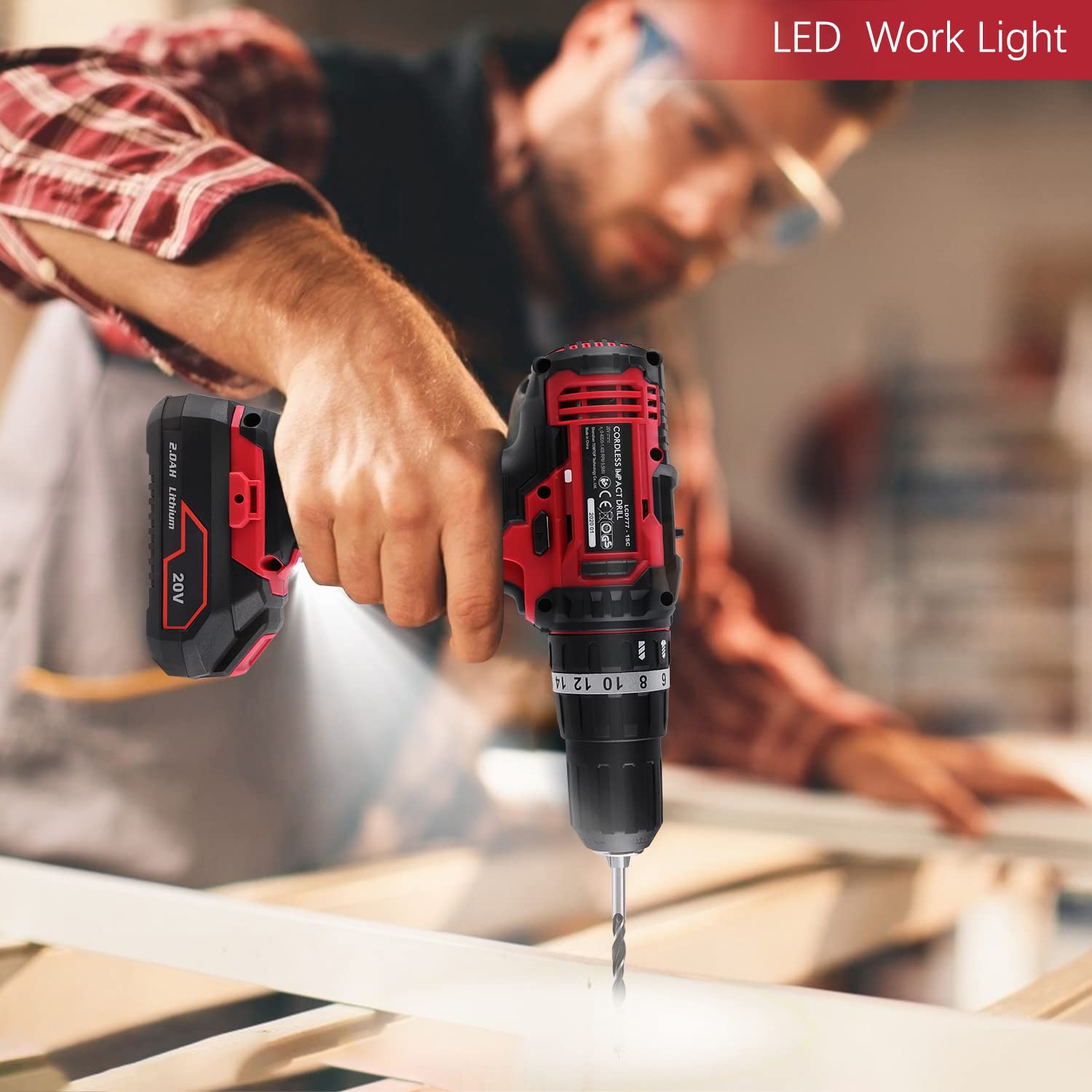 Дрель-шуруповерт Irfora Cordless 20 В с одной Li-Ion батареей скоростное сверление быстрая зарядка 1H, фото №2