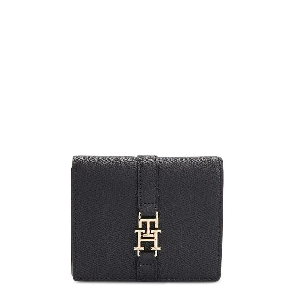 Кошелек Tommy Hilfiger TH Plush Женский Черный Полиуретан 11 см x 2 см x 9 см 6 Отделений для карт Кнопка, черный, Стандартный размер, Повседневный, фото №1