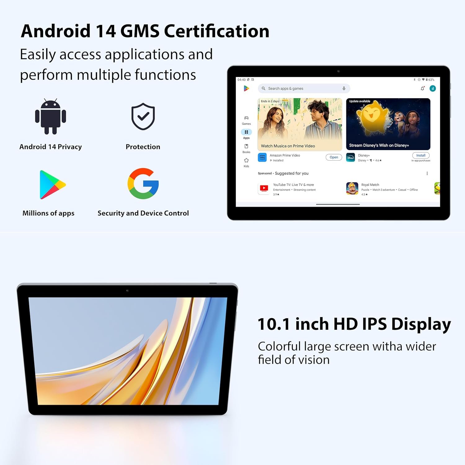 Планшет 10.1" Foruser L231 12+24/128Gb 8 ядер Android 14 8000 mAh Сірий, фото №4