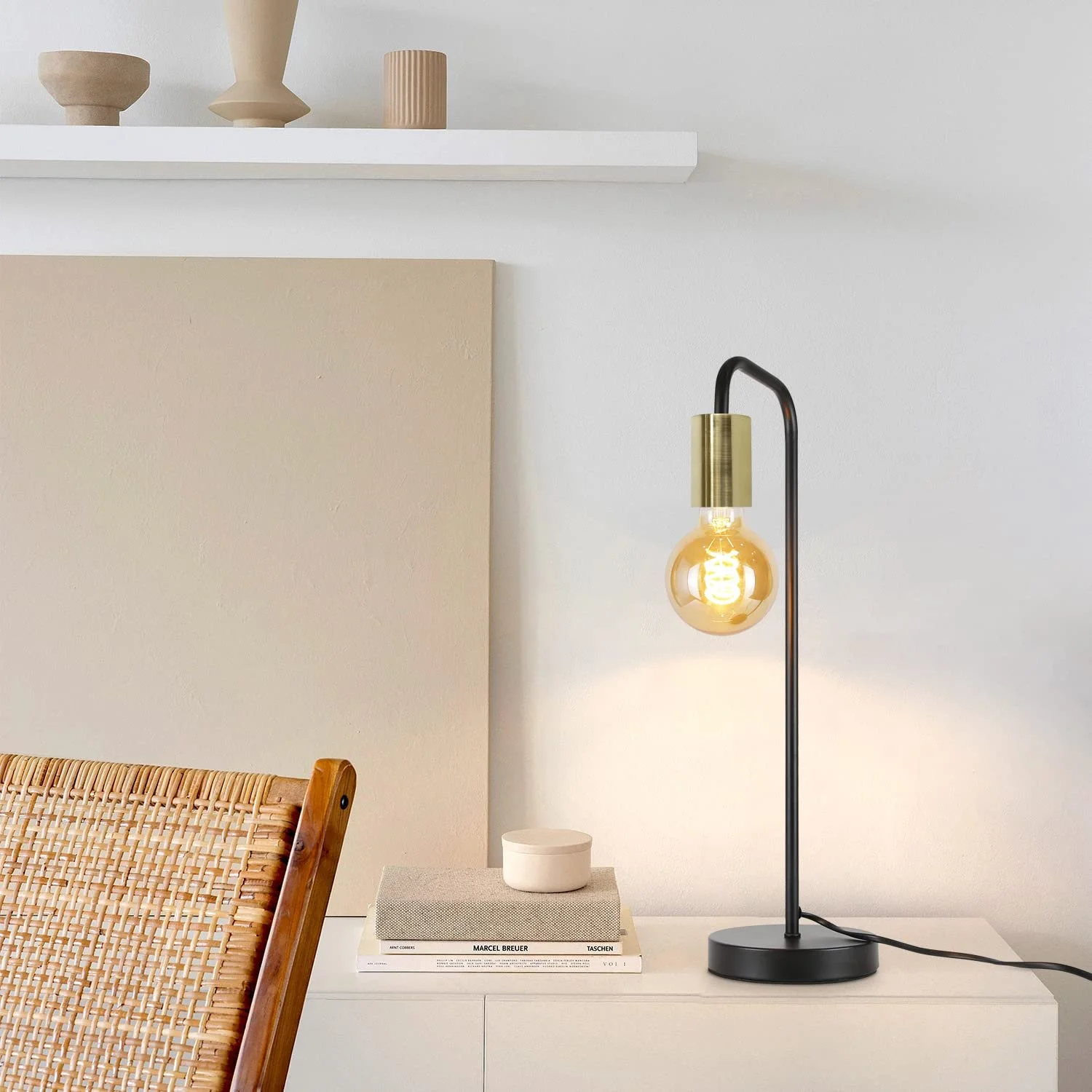 Настільна лампа Vintage Industrial E27 Чорний Золотий, фото №5