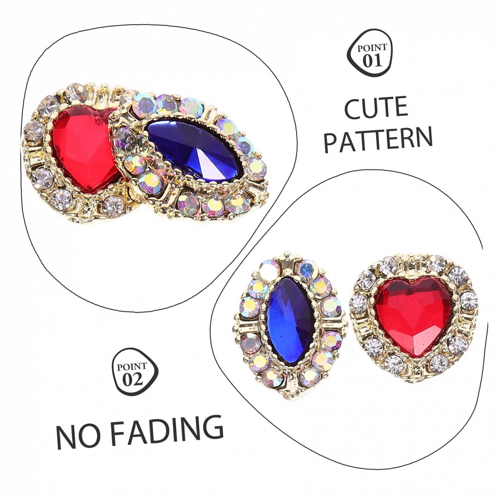 Подвеска для ногтей Сердце, цинковый сплав, 3D, 10 штук, фото №6