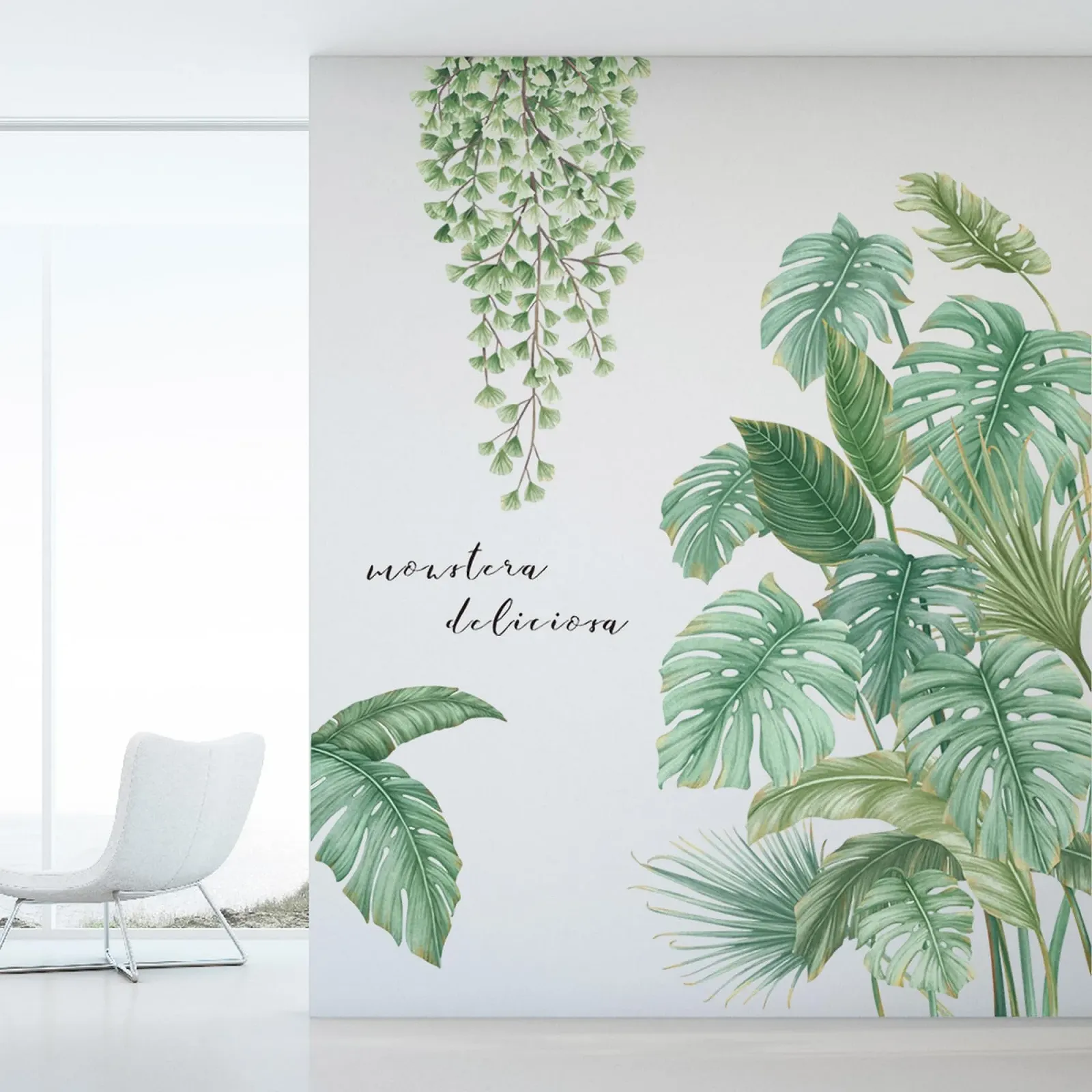 Наклейка на стіну Тропічне листя Рослини Ліани Джунглі Зелена, фото №1