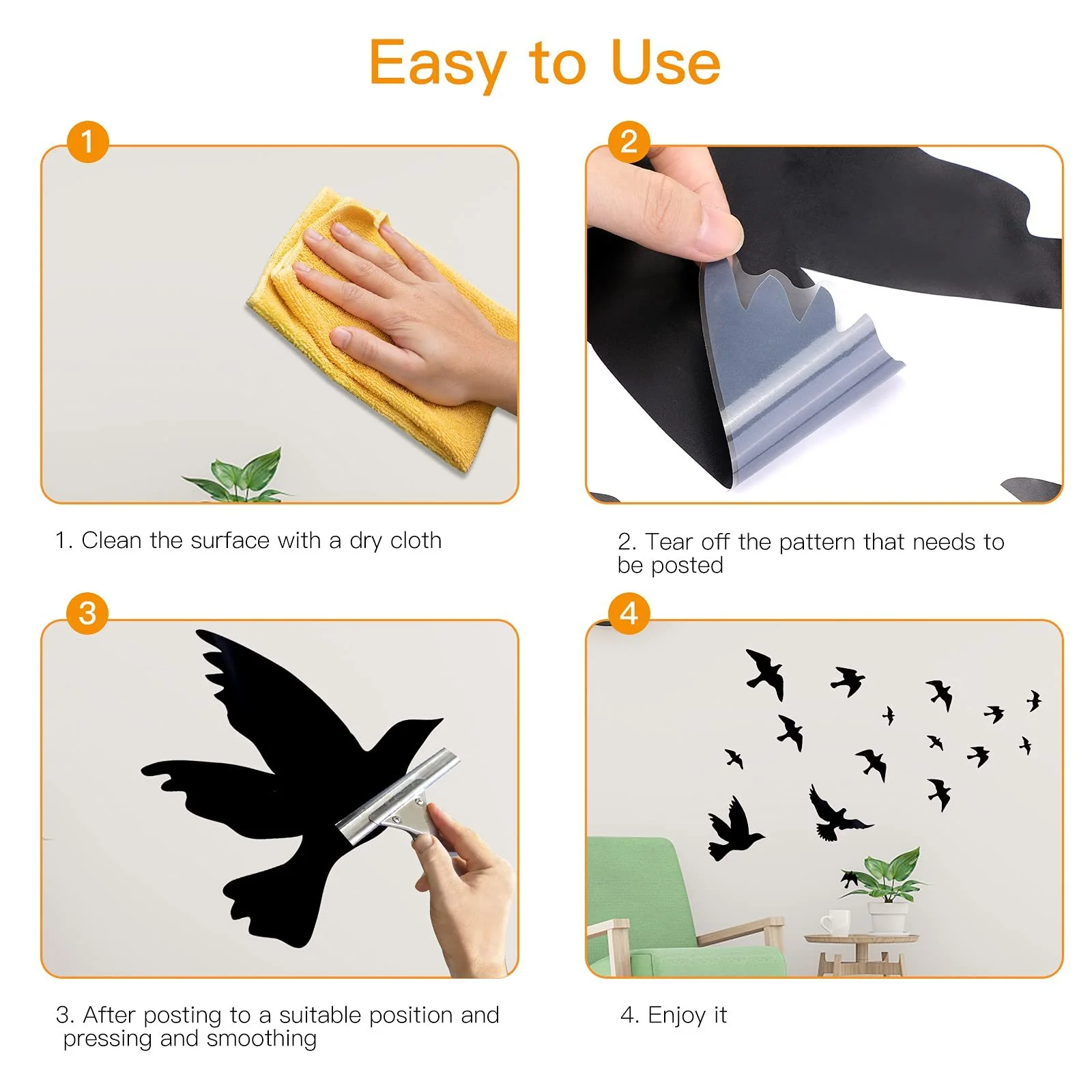 Наклейки на стіну OOTSR 12 шт. Птахи вінілові, фото №7