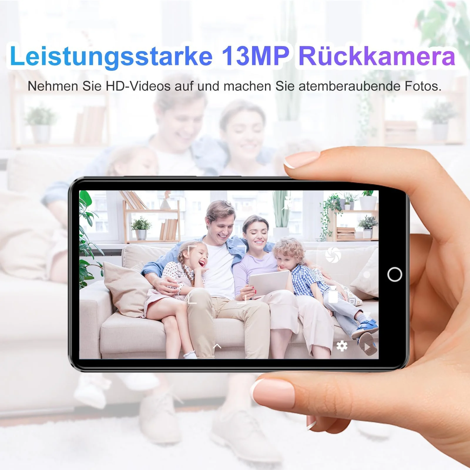 MP3 плеєр з Bluetooth і WiFi 80 GB, сенсорний екран 4.02 дюйма, з камерою, Android, Spotify, Audible, Amazon Music, Deezer, HiFi, з динаміком, FM-радіо, фото №3