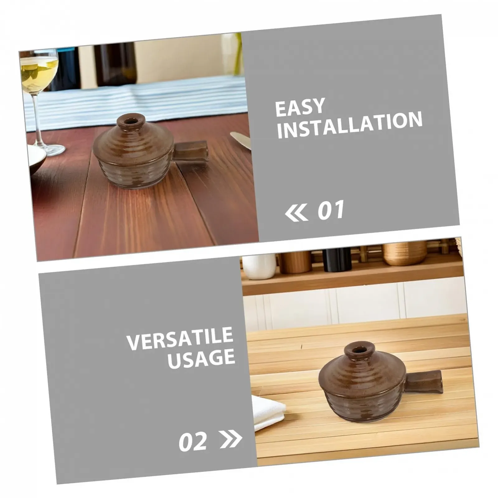 Кастрюля керамическая для микроволновой печи с крышкой и ручкой 2 шт, фото №3