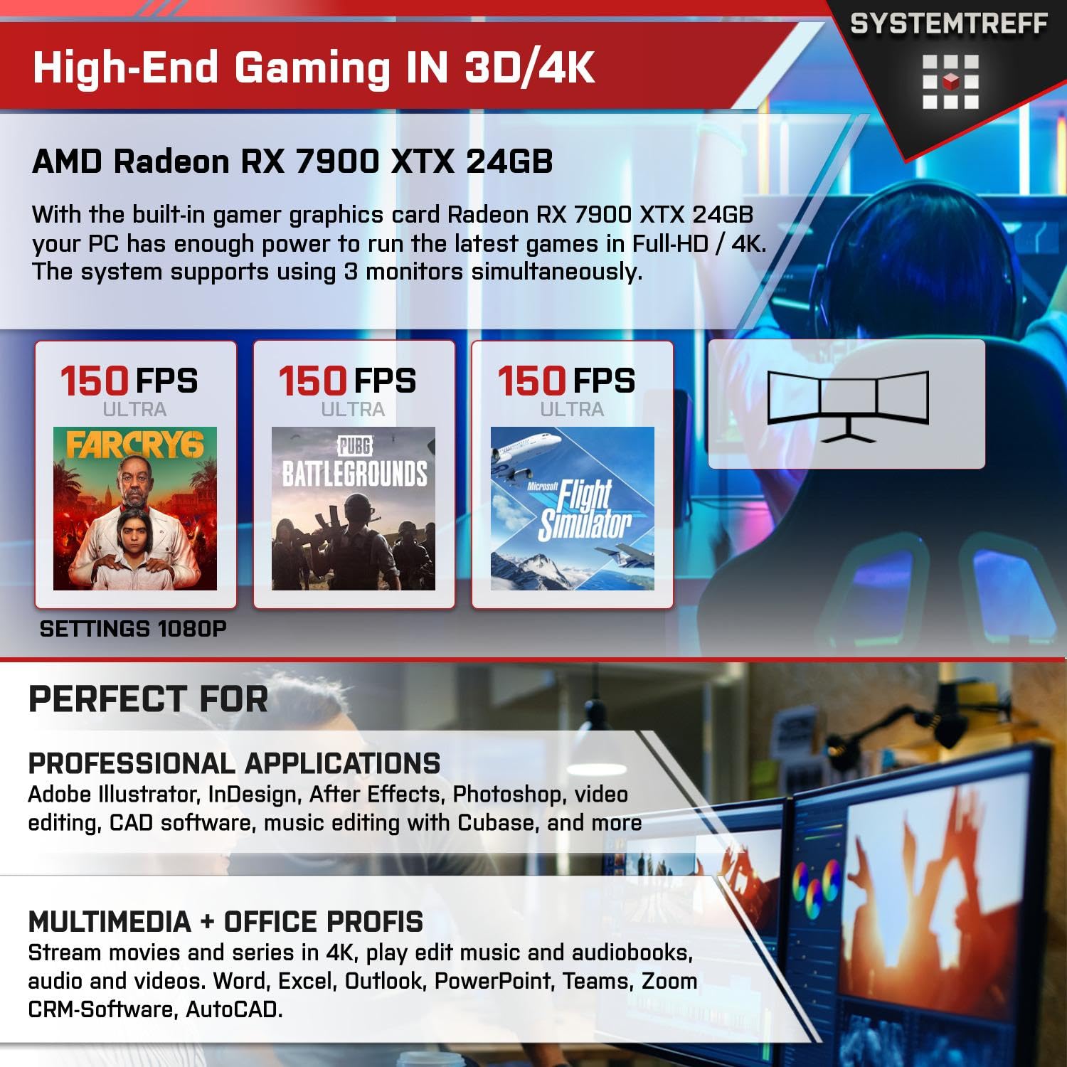 Системний блок SYSTEMTREFF High-End Gaming PC Intel Core i9-14900K 24x6ГГц AMD Radeon RX 7900 XTX 24GB DX12 2TB M.2 NVMe 32GB DDR5 RAM WLAN, фото №5 Системний блок SYSTEMTREFF High-End Gaming PC Intel Core i9-14900K 24x6ГГц AMD Radeon RX 7900 XTX 24GB DX12 2TB M.2 NVMe 32GB DDR5 RAM WLAN, фото №5