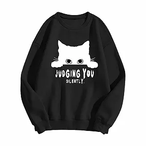 Свитшоты Женские с круглым вырезом, повседневные, однотонные, 2025, худи, с графикой, свободного кроя, аниме, смешные, осенняя мода, Y2K, милые, для колледжа, готические, для воркаута - Фото 1