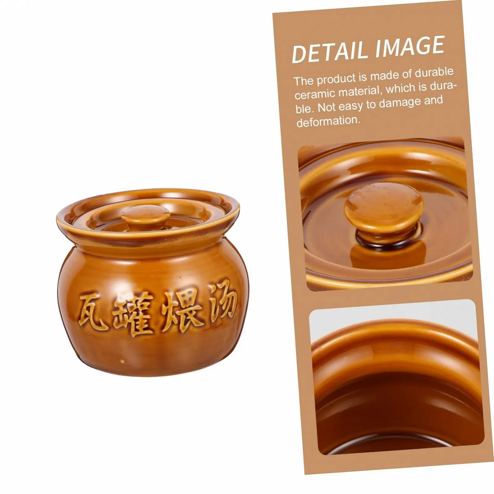 Каструля керамічна для супу TOYANDONA багатофункціональна коричнева, фото №7