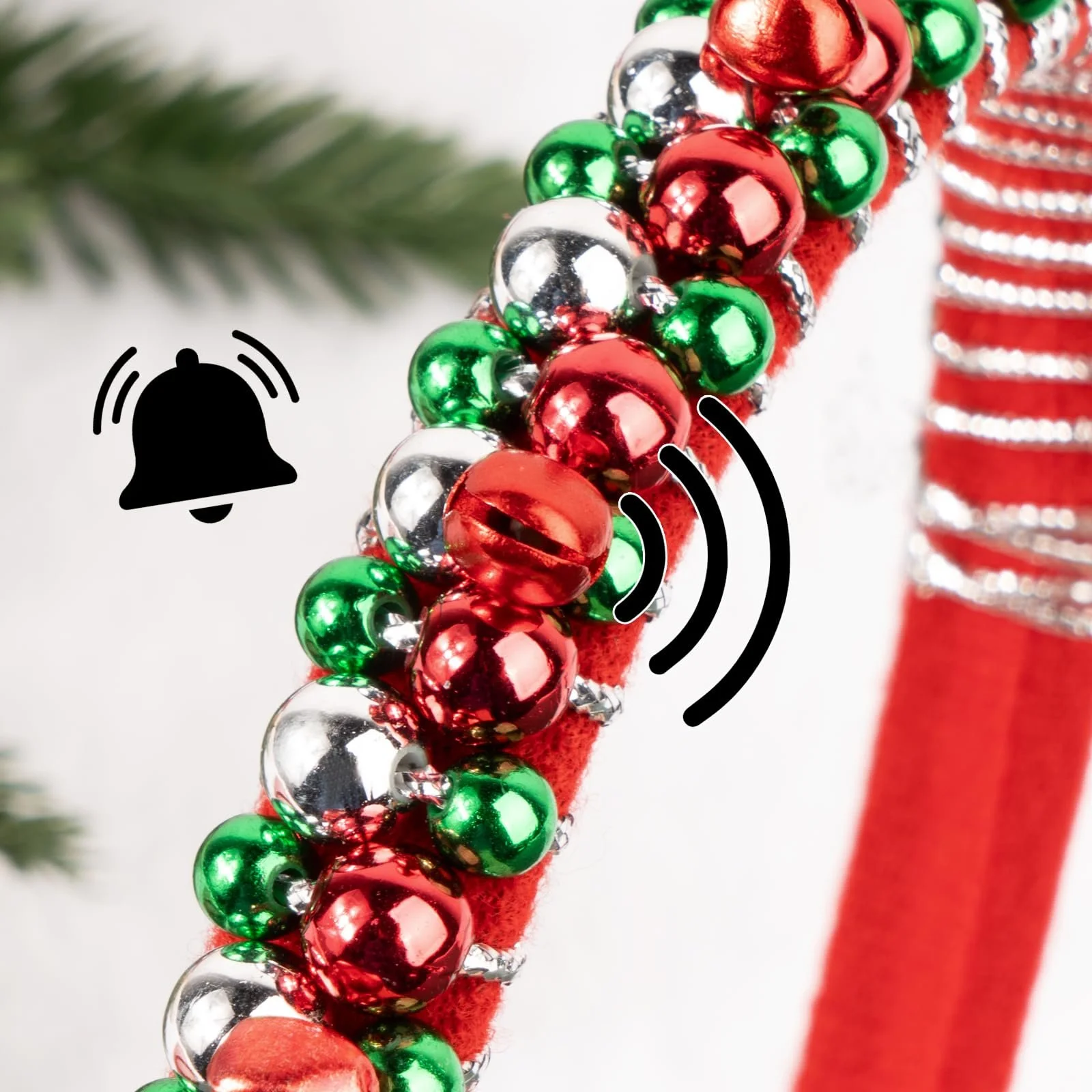 Обруч Різдвяний з дзвіночками Червоний Зелений, фото №3