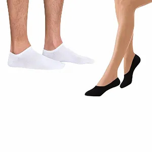 Носки-невидимки Мужские Женские Хлопковые Короткие Дышащие Мягкие Нескользящие Силиконовые Носки для любого случая Розовые Спортивные Повседневные (6-11, Black/White) Black/White, 14 Corto - Фото 1