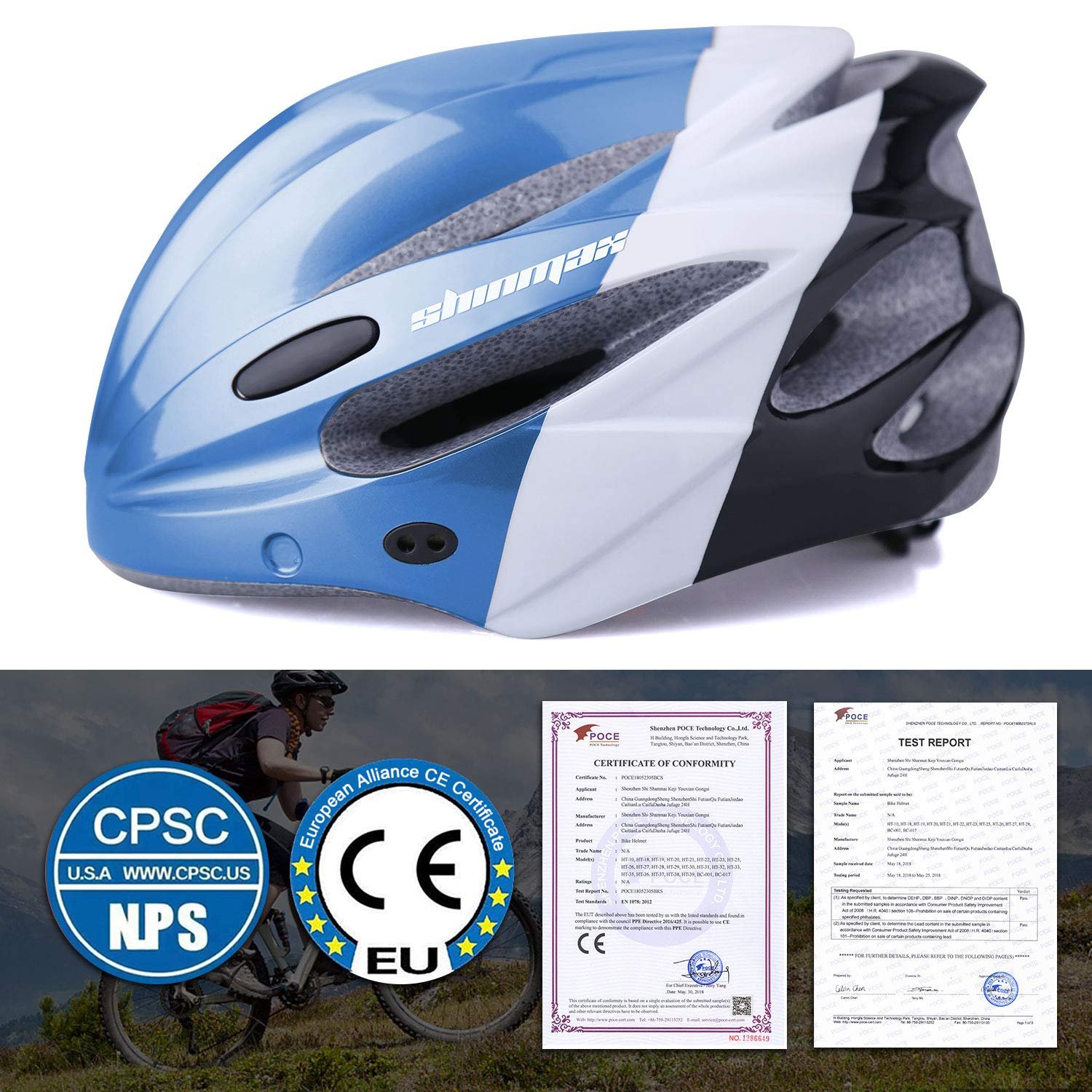 Шолом велосипедний Shinmax MTB з LED USB заднім ліхтарем та знімним магнітним козирком, регульований, фото №5