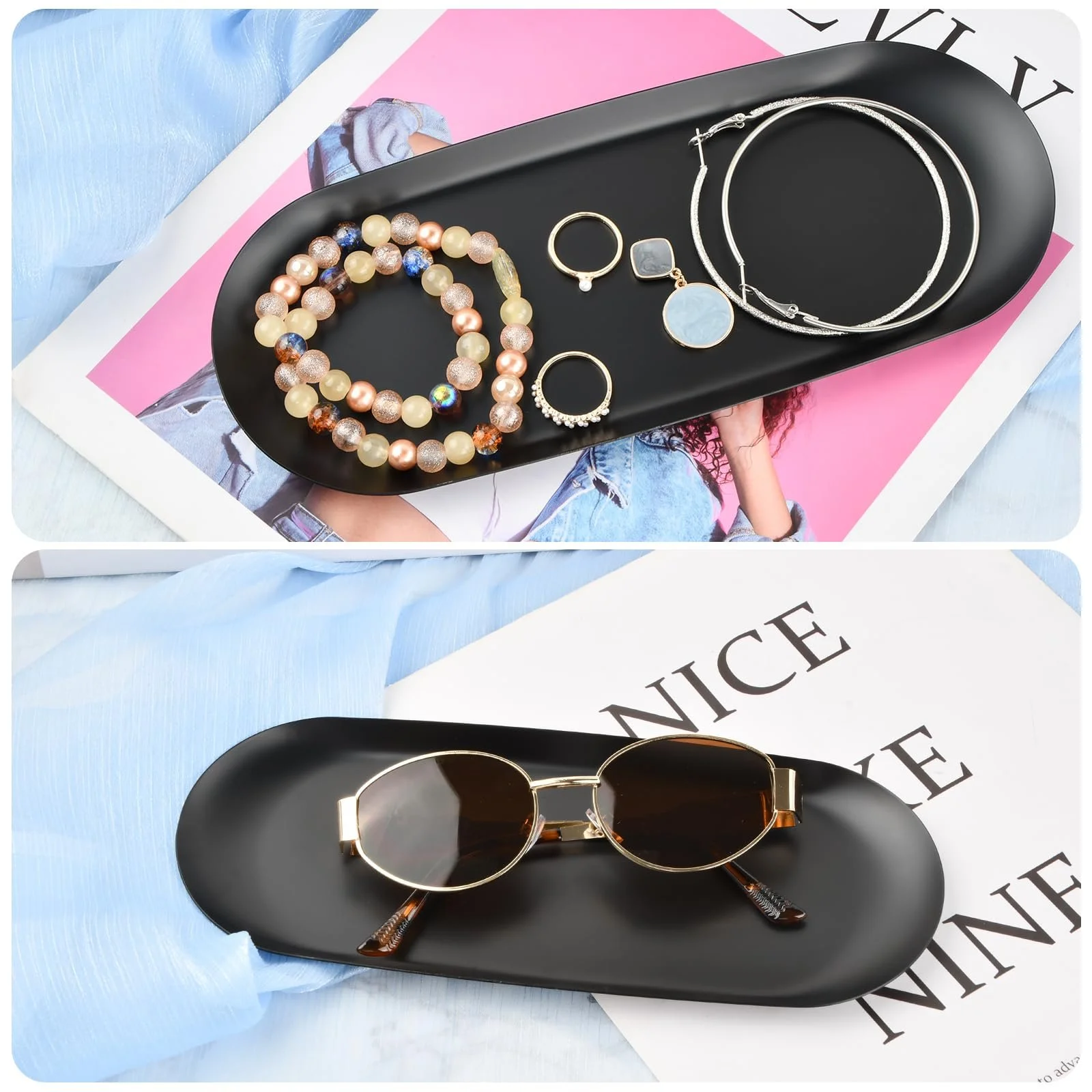 Набор декоративных подносов 2шт. Овальный Черный, фото №7 Набор декоративных подносов 2шт. Овальный Черный, фото №7