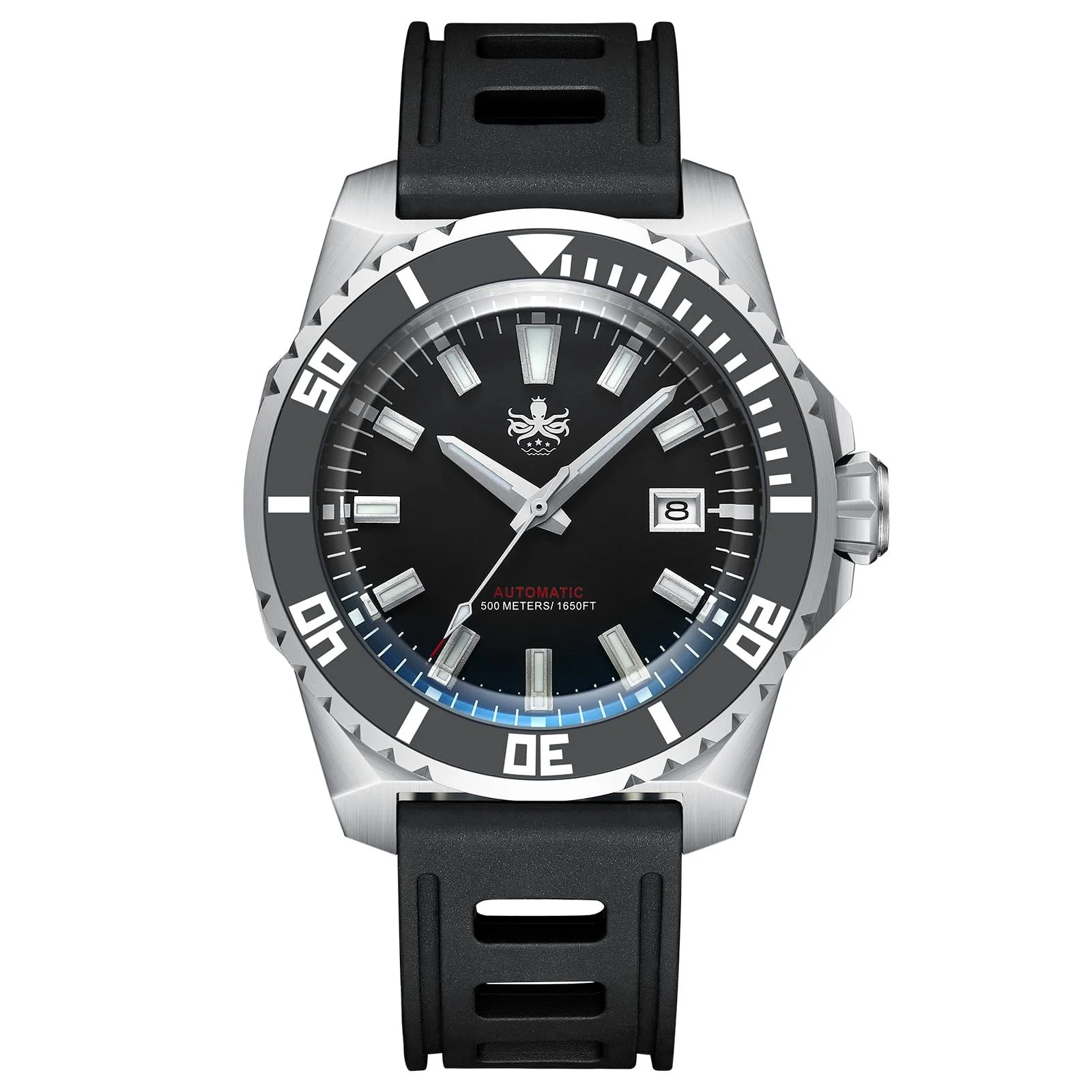 Мужские часы Автоматические PHOIBOS Leviathan PY032 45 мм, часы для дайвинга 500 м с черным каучуковым ремешком, фото №1 Мужские часы Автоматические PHOIBOS Leviathan PY032 45 мм, часы для дайвинга 500 м с черным каучуковым ремешком, фото №1