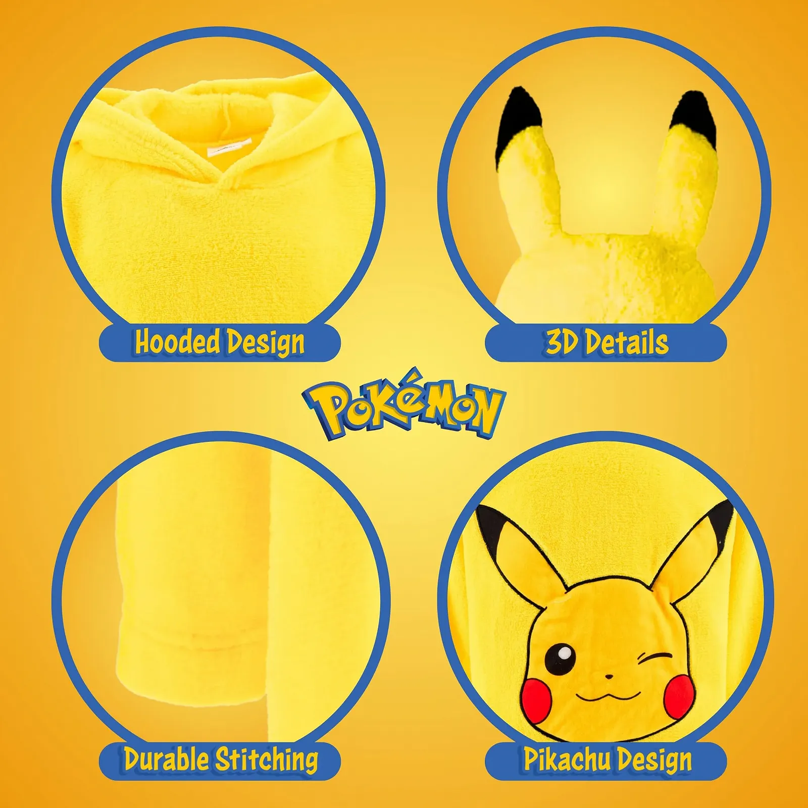 Толстовка-ковдра для хлопчиків Pokemon з дизайном Пікачу, фото №4 Толстовка-ковдра для хлопчиків Pokemon з дизайном Пікачу, фото №4