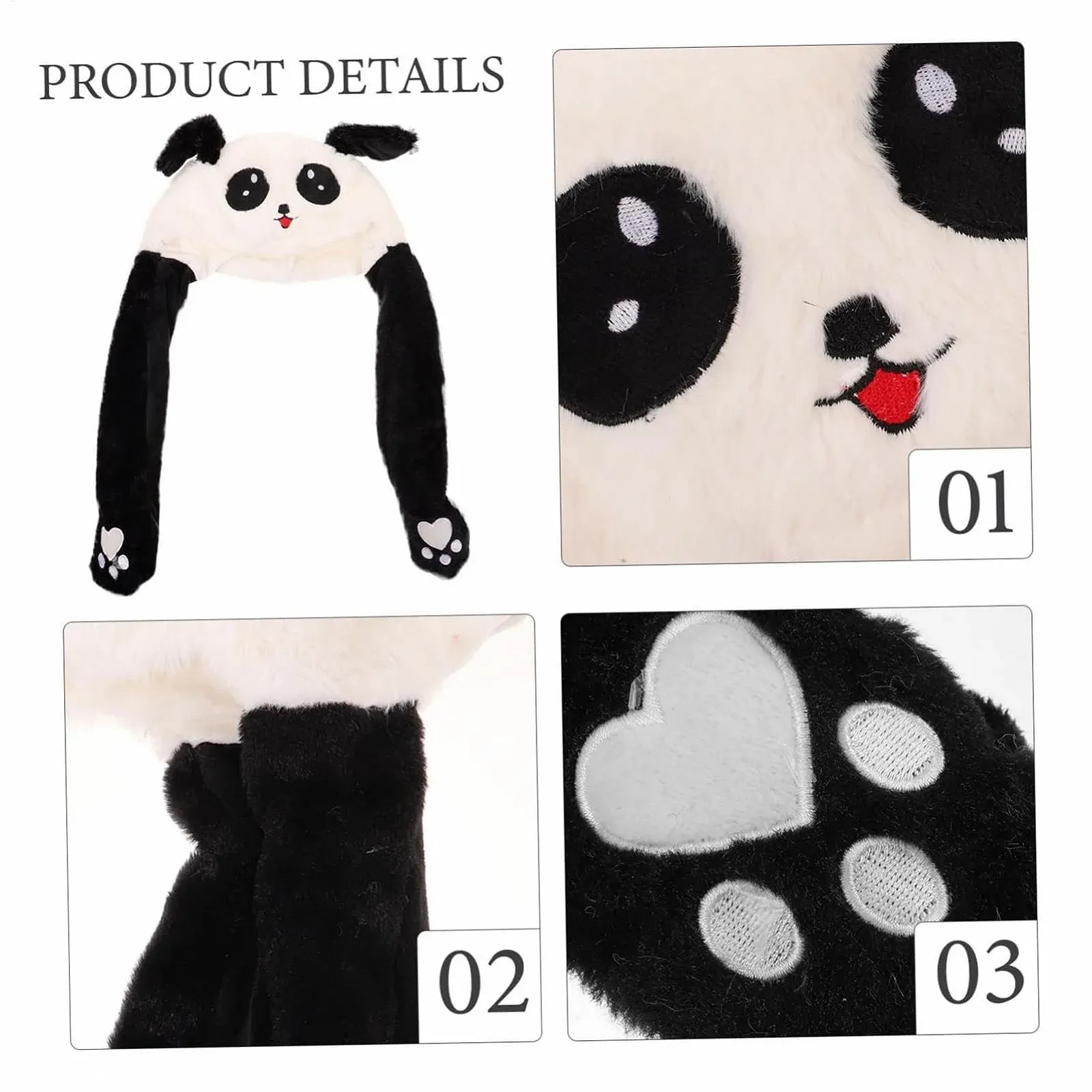 Шапка-ушанка Панда Белый, фото №4 Шапка-ушанка Панда Белый, фото №4