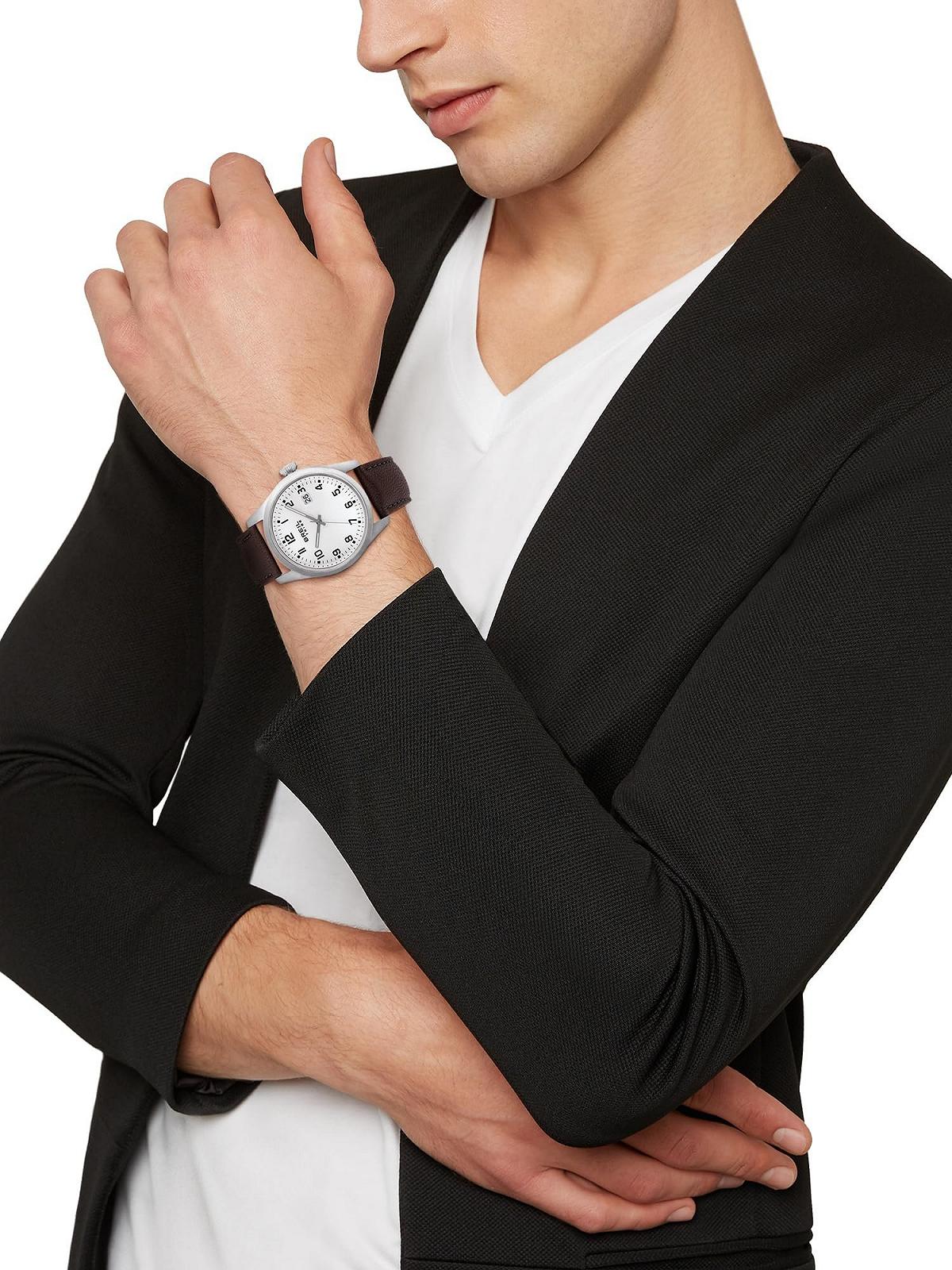 Часы Breil Classic Elegance Белый циферблат Кварцевый кожаный ремешок Коричневый EW0663, фото №2